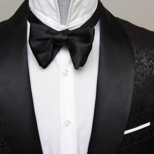 Men's bow tie 100%Silk Charmeuse Black Self tied Bow tie Small Compact Butterfly